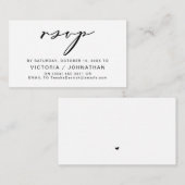 Carte D'accompagnement Romance moderne, Script noir, Mariage RSVP (Devant / Derrière)