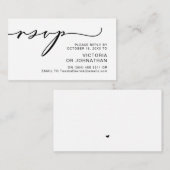 Carte D'accompagnement Romance moderne, Script noir, Mariage RSVP (Devant / Derrière)