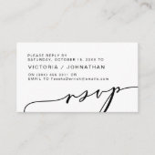 Carte D'accompagnement Romance moderne, Script noir, Mariage RSVP (Devant)