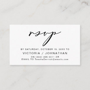 Carte D'accompagnement Romance moderne, Script noir, RSVP de mariage