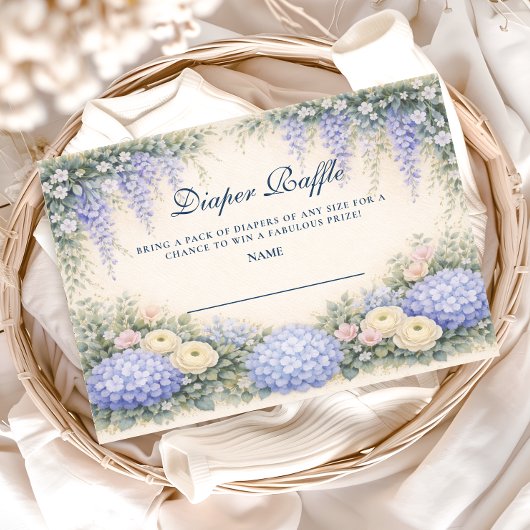 Carte D'accompagnement Romantic Blue Hydrangea Garden Diapper Raffle