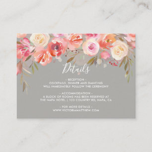 Carte D'accompagnement Romantic Blush Bloom Floral Détails du Mariage
