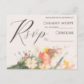 Carte D'accompagnement Romantic Blush Painted Floral Wedding RSVP QR Code (Devant)