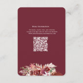 Carte D'accompagnement Romantic Burgundy & Blush QR Code Wedding Details  (Dos)