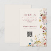 Carte D'accompagnement Romantic Butterfly Floral Border Wedding QR Code (Devant / Derrière)