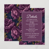 Carte D'accompagnement Romantic Classic Plum Floral  Wedding Details (Devant / Derrière)