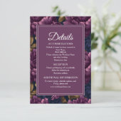 Carte D'accompagnement Romantic Classic Plum Floral  Wedding Details (Debout devant)