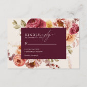 Carte D'accompagnement Romantic Deep Burgundy Floral Elegant Wedding (Devant)