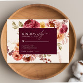 Carte D'accompagnement Romantic Deep Burgundy Floral Elegant Wedding