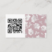 Carte D'accompagnement Romantic Dusty Pink White Floral QR code (Dos)