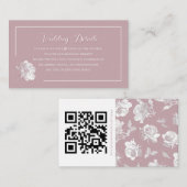 Carte D'accompagnement Romantic Dusty Pink White Floral QR code (Devant / Derrière)