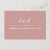 Carte D'accompagnement Romantic Dusty Rose Wedding Details (Devant)