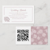 Carte D'accompagnement Romantic Dusty White Pink Floral QR code (Devant / Derrière)