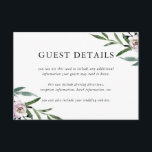 Carte D'accompagnement Romantic Floral Mariage Détails sur l'invité<br><div class="desc">Romantic Floral Mariage Guest Details Card.</div>