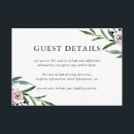 Carte D'accompagnement Romantic Floral Mariage Détails sur l'invité<br><div class="desc">Romantic Floral Mariage Guest Details Card.</div>