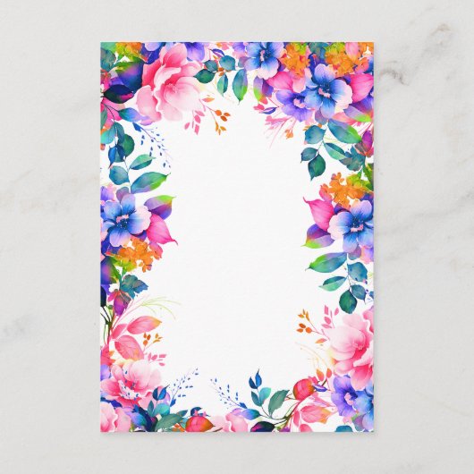 Carte D'accompagnement Romantic Floral Rainbow Ombre Détails Mariage (Dos)