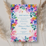 Carte D'accompagnement Romantic Floral Rainbow Ombre Détails Mariage<br><div class="desc">Elégante carte d'enceinte de mariage avec un bel arrangement de bouquet floral,  classe typographie manuscrite,  texte personnalisé. Entièrement personnalisable ! Facile à utiliser et facile à personnaliser.</div>