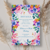 Carte D'accompagnement Romantic Floral Rainbow Ombre Détails Mariage