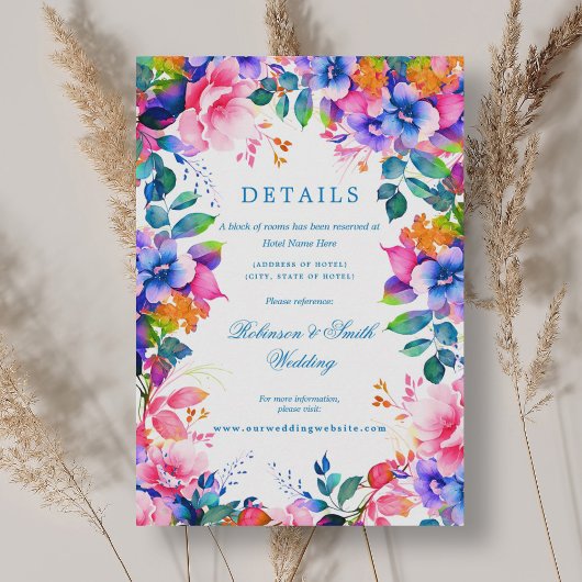 Carte D'accompagnement Romantic Floral Rainbow Ombre Détails Mariage
