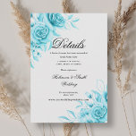 Carte D'accompagnement Romantic Floral Turquoise Détails Mariage<br><div class="desc">Elégante carte d'enceinte de mariage avec un bel arrangement de bouquet floral,  une typographie manuscrite élégante,  et texte personnalisé. Entièrement personnalisable ! Facile à utiliser et facile à personnaliser.</div>