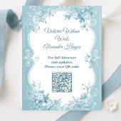Carte D'accompagnement Romantic French Toile Blue Florals Wedding Details
