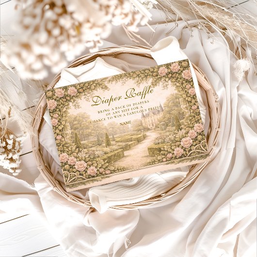Carte D'accompagnement Romantic Garden Estate Diapper Raffle 