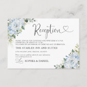 Carte D'accompagnement Romantic Light Blue Floral Wedding Reception Card (Devant)