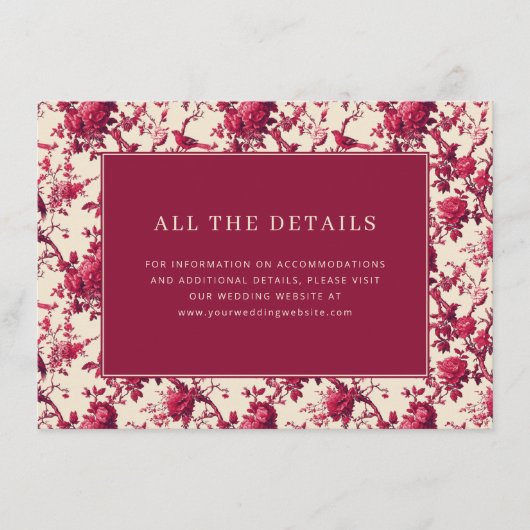 Carte D'accompagnement Romantic Maroon Floral (Devant)