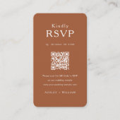 Carte D'accompagnement Romantic Minimal Rsvp Qr Code Mariage Terracotta (Devant)