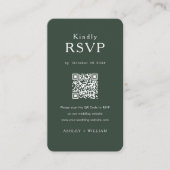 Carte D'accompagnement Romantic Minimal Rsvp Qr Code Mariage Vert Forêt (Devant)