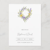 Carte D'accompagnement Romantic Minimal Wedding Yellow & Lavender Wreath (Devant)