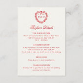 Carte D'accompagnement Romantic Red Vintage Monogram Crest Wedding (Devant)