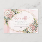 Carte D'accompagnement Romantic Rose Gold Floral Eucalyptus Diaper Raffle (Devant)