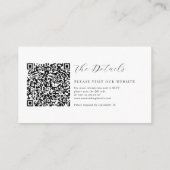 Carte D'accompagnement Romantic Script Calligraphy QR Code Wedding RSVP (Dos)