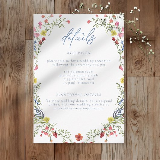 Carte D'accompagnement Romantic Spring Wildflower Garden Wedding