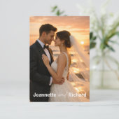 Carte D'accompagnement Romantic Sunset Beach Vows Wedding Photo (Debout devant)