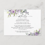 Carte D'accompagnement Romantic Violet Flowers Wedding Details Card (Devant)