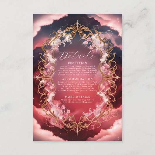 Carte D'accompagnement Romantique baroque thème mystique Mariage (Devant)