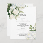 Carte D'accompagnement Romantique Blanc Hydrangea Rose Mariage élégant (Devant / Derrière)