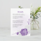 Carte D'accompagnement romantique & blanc violet détails de la mariage (Debout devant)