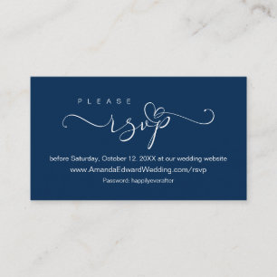 Carte D'accompagnement Romantique, bleu de la marine, Mariage en ligne RS