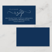 Carte D'accompagnement Romantique, bleu marine, Mariage en ligne RSVP, ra (Devant / Derrière)