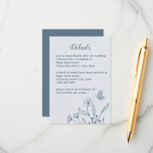 Carte D'accompagnement Romantique élégant bleu foncé mariage