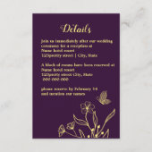 Carte D'accompagnement Romantique élégant or fleur violet mariage (Devant)