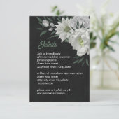 Carte D'accompagnement romantique fleurs blanches verdure noir (Debout devant)