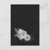 Carte D'accompagnement romantique fleurs blanches verdure noir (Dos)