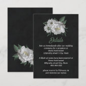 Carte D'accompagnement romantique fleurs blanches verdure noir (Devant / Derrière)