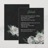 Carte D'accompagnement romantique fleurs blanches verdure noir (Devant / Derrière)