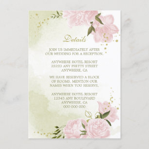 Carte D'accompagnement romantique fleurs roses détails de verdure
