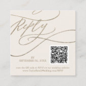 Carte D'accompagnement Romantique Or et ivoire QR Code Mariage RSVP (Devant)